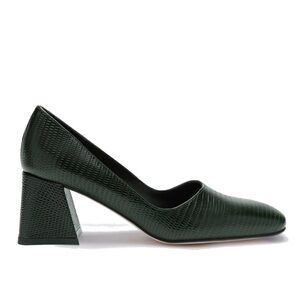 MIISTA Aloisie Bottle Green Lizard Effect Leather Heels